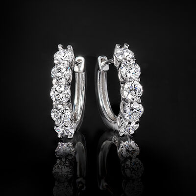 1.00 ct. t.w. Lab-Grown Diamond Five-Stone Hoop Earrings in 14kt White Gold