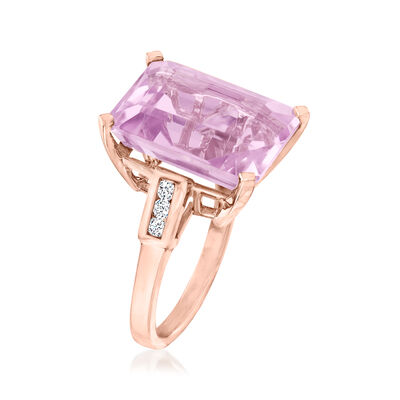 12.00 Carat Amethyst and .18 ct. t.w. Diamond Ring in 14kt Rose Gold