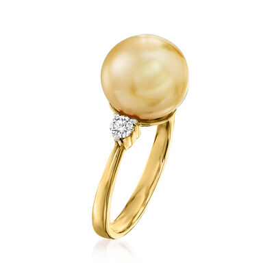 11-11.5mm Golden South Sea Pearl and .20 ct. t.w. Diamond Ring in 14kt Yellow Gold