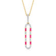 .40 ct. t.w. Ruby and .29 ct. t.w. Diamond Elongated Oval-Link Pendant Necklace in 14kt Yellow Gold