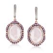 10.00 ct. t.w. Rose Quartz and 1.00 ct. t.w. Pink Sapphire Drop Earrings with Diamonds in 14kt Rose Gold