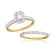 1.00 ct. t.w. Diamond Bridal Set: Engagement and Wedding Rings in 14kt Yellow Gold