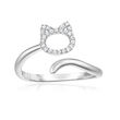 .10 ct. t.w. Diamond Open-Space Cat Bypass Ring in Sterling Silver