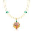 Italian Multicolored Murano Glass Rose Tree Pendant Necklace with 18kt Gold Over Sterling