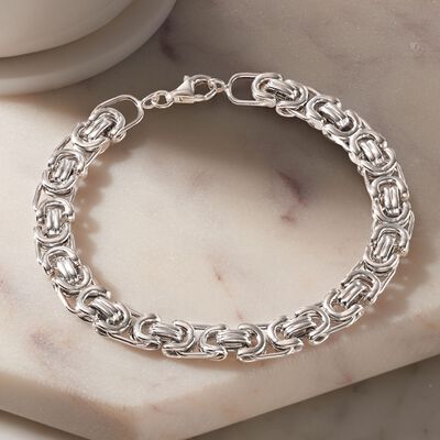 Men's Sterling Silver Byzantine Box Link Bracelet
