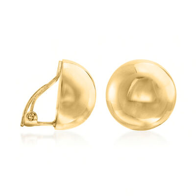 Italian 14mm 18kt Gold Over Sterling Dome Clip-On Earrings