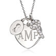 .30 ct. t.w. CZ Personalized Lock and Key Heart Pendant Necklace in Sterling Silver