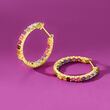 1.80 ct. t.w. Multi-Gemstone Inside-Outside Hoop Earrings in 18kt Gold Over Sterling