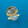Labradorite and Blue Onyx Ring in 18kt Gold Over Sterling