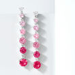 4.50 ct. t.w. Simulated Pink Sapphire and .20 ct. t.w. CZ Drop Earrings in Sterling Silver