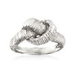 Italian Tri-Colored Sterling Silver Jewelry Set: Three Textured Knot Rings