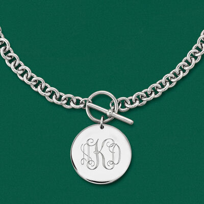 Italian Sterling Silver Personalized Disc Necklace