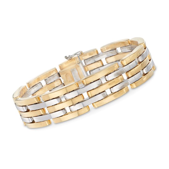 18kt Two-Tone Gold Staggered Link Bracelet