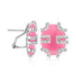 Pink Jade Earrings with .38 ct. t.w. Diamonds in 18kt White Gold
