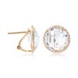 10.00 ct. t.w. Rock Crystal and .24 ct. t.w. Diamond Earrings in 14kt Yellow Gold