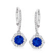 1.90 ct. t.w. Simulated Blue and White Sapphire Drop Earrings in Sterling Silver
