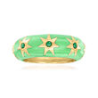 .20 ct. t.w. Emerald and Green Enamel Star Ring in 18kt Gold Over Sterling