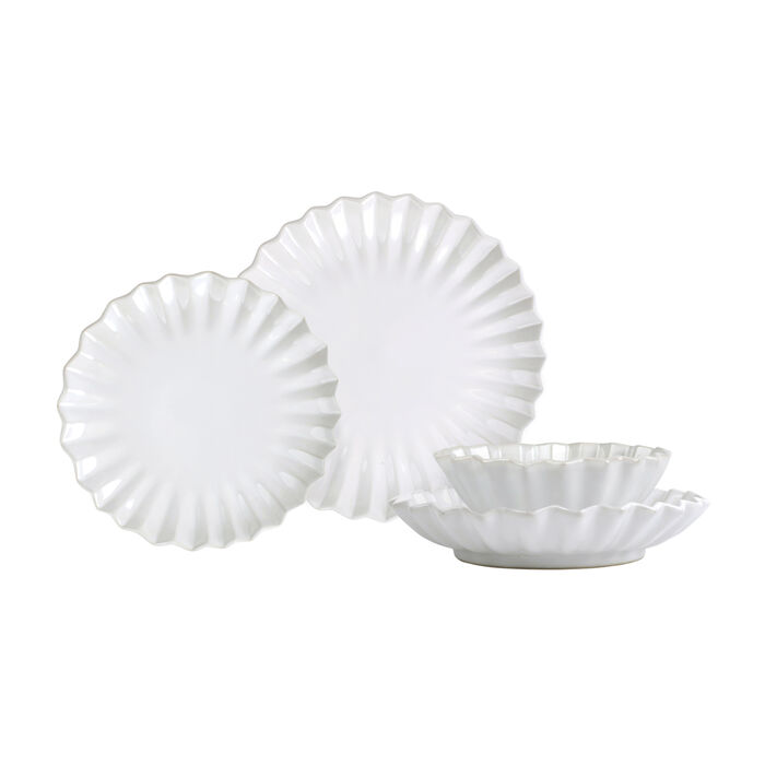 Vietri &quot;Incanto Stone&quot; White Pleated 4-pc. Place Setting from Italy