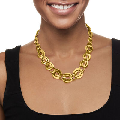 Italian 14kt Yellow Gold Graduated Link Necklace