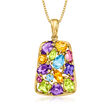 C. 1980 Vintage 3.83 ct. t.w. Multi-Gemstone Pendant Necklace in 14kt Yellow Gold
