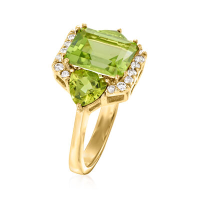 4.60 ct. t.w. Peridot Ring with .26 ct. t.w. Diamonds in 14kt Yellow Gold
