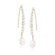 3-9.5mm Cultured Pearl Linear Drop Earrings in 14kt Gold Over Sterling