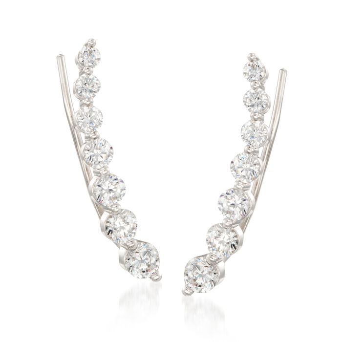 1.90 ct. t.w. Graduated CZ Ear Crawlers in Sterling Silver