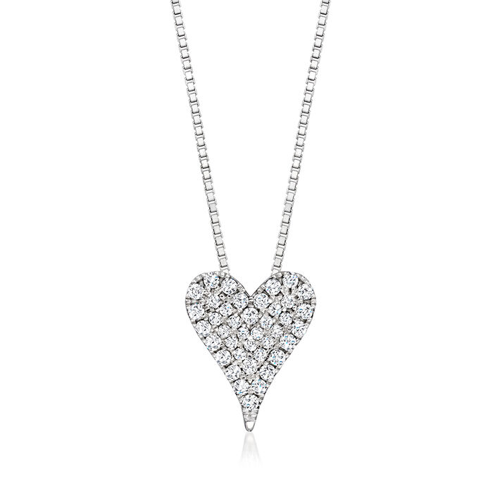 .20 ct. t.w. Pave Diamond Heart Necklace in Sterling Silver