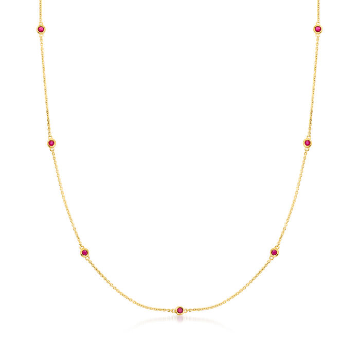 .30 ct. t.w. Ruby Station Necklace in 14kt Yellow Gold