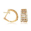 C. 1980 Vintage 3.60 ct. t.w. Diamond Multi-Row Curved Earrings in 18kt Gold