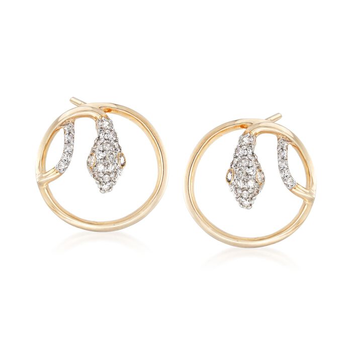 .20 ct. t.w. Diamond Circle Snake Earrings in 14kt Yellow Gold