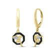 .12 ct. t.w. Black and White Diamond Angel Drop Earrings in 18kt Yellow Gold Over Sterling Silver