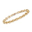 Italian 18kt Yellow Gold Textured and Polished Cable-Link Bracelet
