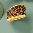 Italian Leopard-Print Enamel Concave Ring in 18kt Gold Over Sterling