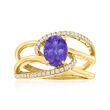 1.30 Carat Tanzanite and .18 ct. t.w. Diamond Ring in 14kt Yellow Gold