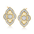 .50 ct. t.w. Diamond Cluster Earrings in 18kt Gold Over Sterling