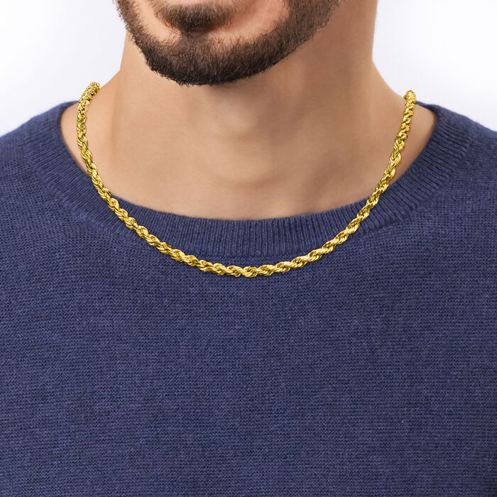 Men's 5.5mm 10kt Yellow Gold Rope-Chain Necklace 22-inch