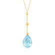 10.00 Carat Swiss Blue Topaz Y-Necklace in 14kt Yellow Gold