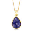 Pear-Shaped Lapis Cabochon Pendant Necklace in 18kt Gold Over Sterling