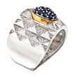 .50 ct. t.w. Sapphire and .20 ct. t.w. White Topaz Ring in Sterling Silver and 14kt Yellow Gold