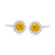 Gabriel Designs .46 ct. t.w. Citrine Halo Earrings with Diamond Accents in 14kt White Gold