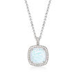 Charles Garnier Synthetic Opal and .32 ct. t.w. CZ Pendant Necklace in Silver Plate