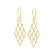 18kt Yellow Gold Over Sterling Silver Openwork Drop Earrings 