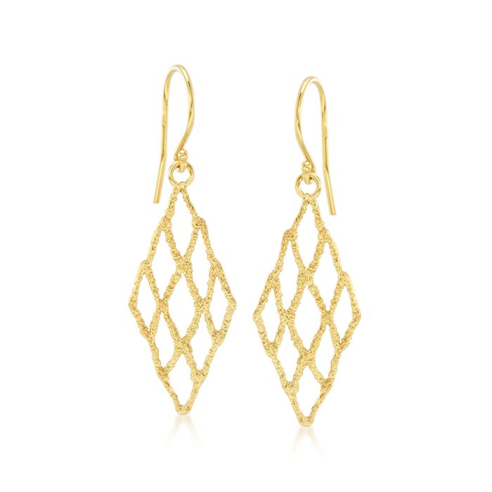 18kt Yellow Gold Over Sterling Silver Openwork Drop Earrings 