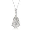 C. 1960 Vintage .25 ct. t.w. Diamond Filigree Pendant Necklace in 14kt White Gold