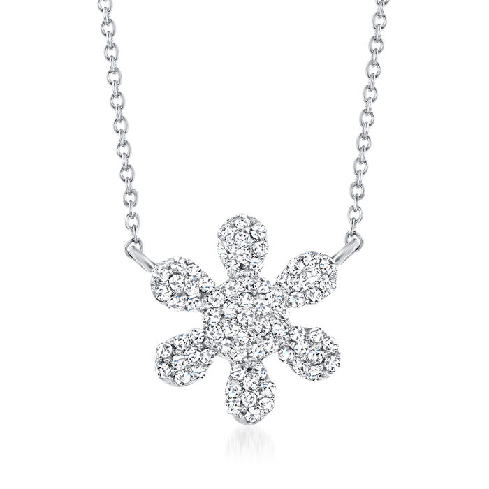 .11 ct. t.w. Diamond Flower Necklace in Sterling Silver