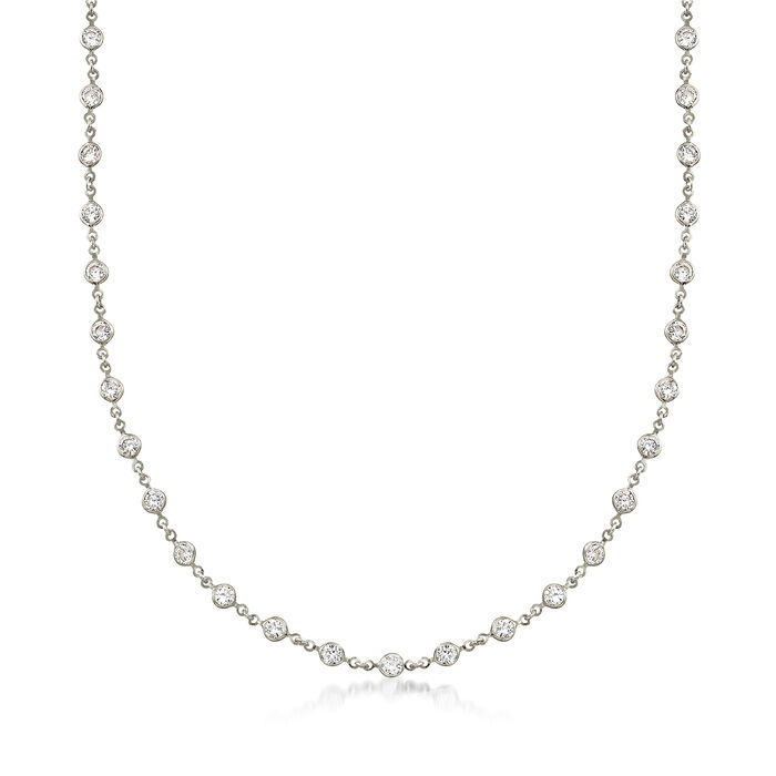 29.50 ct. t.w. CZ Station Multi-Strand Necklace in 14kt White Gold Over Sterling