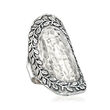 Sterling Silver Textured and Polished Leaf-Framed Ring