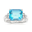 Andrea Candela &quot;Gatsby&quot; 6.70 Carat Swiss Blue Topaz Ring with Diamond Accents in Sterling Silver
