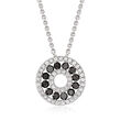 C. 1990 Vintage Giantti .60 ct. t.w. Black and White Diamond Circle Necklace in 18kt White Gold